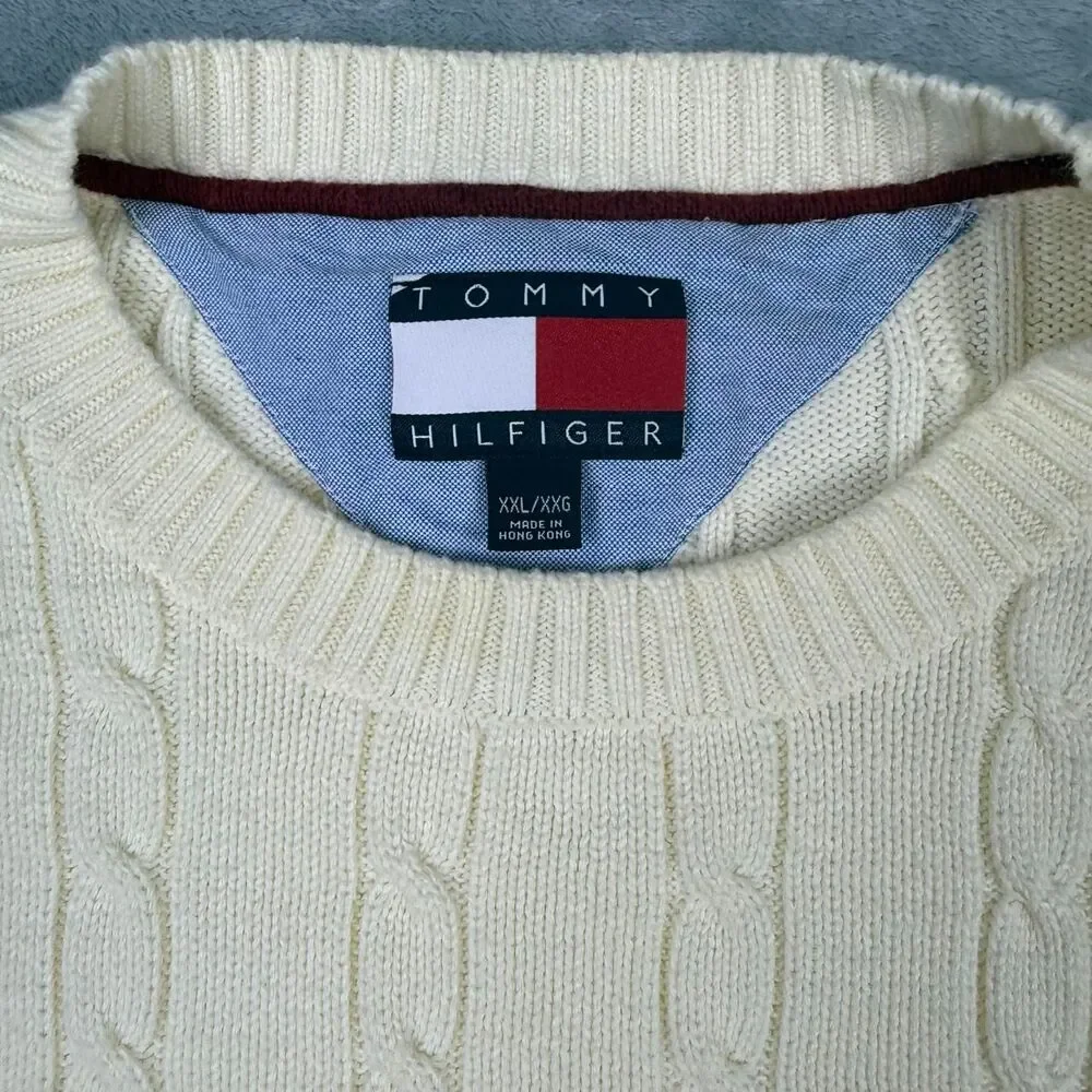 Tommy-hilfiger Men's Cream and White Jumper